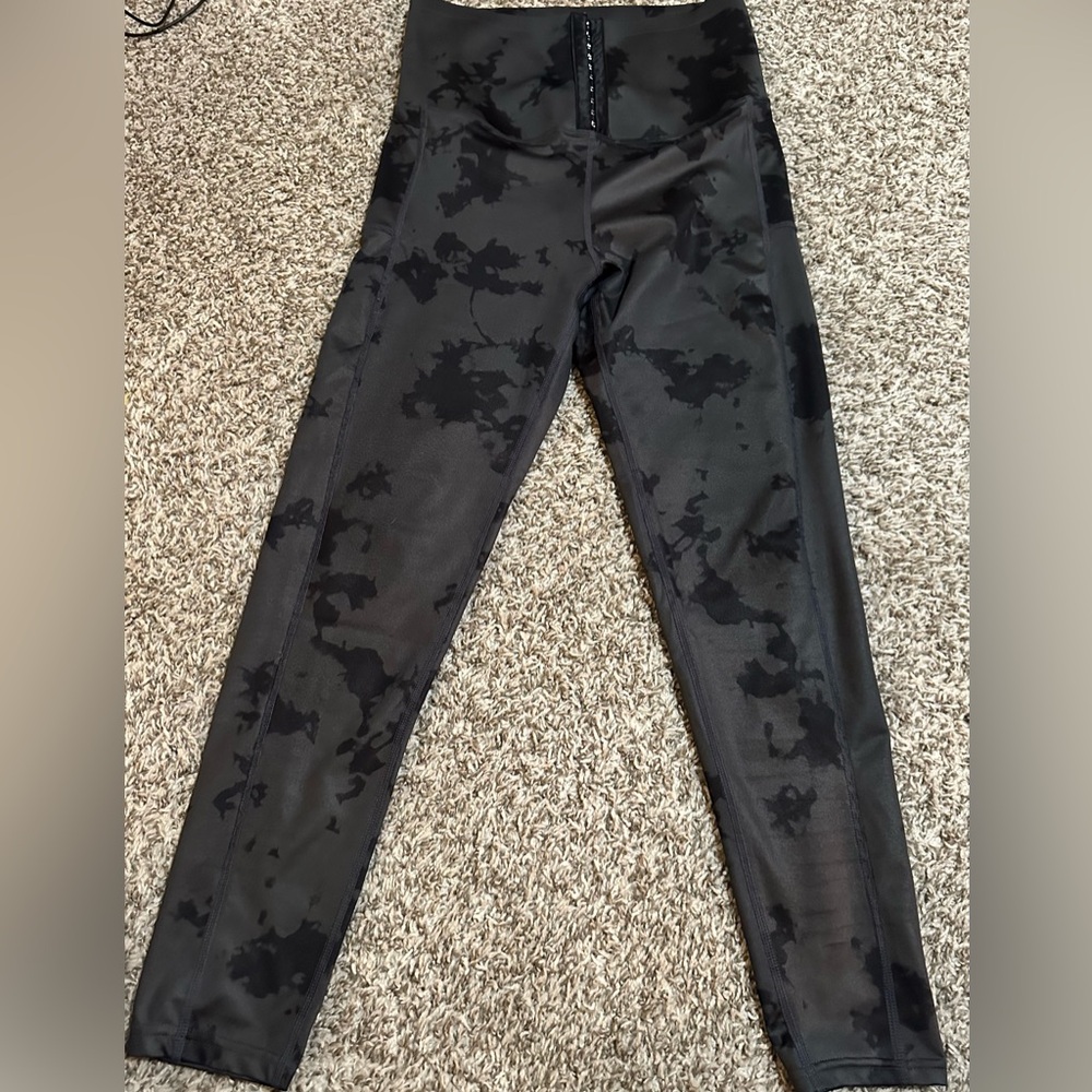 Black Camouflage High Waisted Leggings With Corset Style Waist Band